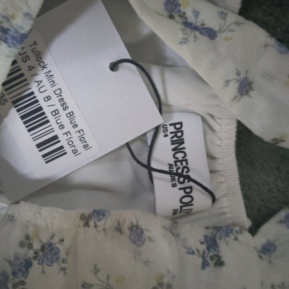 Princess Polly Tullock Floral Dress White & blue - Picture 3 of 6